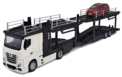 Bburago - Truck mit Auto Realistischer Truck mit Auto im Maßstab 1:43 (zufällige Auswahl aus den verfügbaren Modellen), offizielle Lizenz, empfohlenes Alter 3+ Jahre