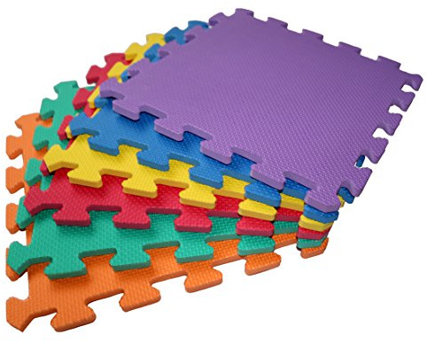 TLCmat Soft Foam Puzzle Play Mat Interlocking Jigsaw Mat - EN71 Safety- Non-Toxic, 30cm x 30cm, Thick, Use for Indoor and Outdoor (Vivid 18 pcs Pack)