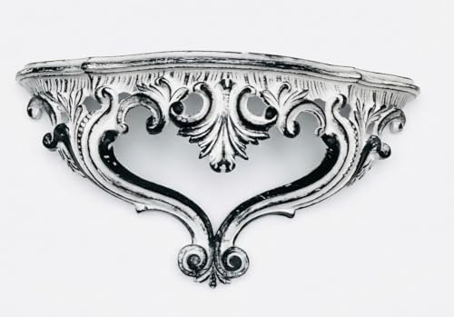 Lnxp Console murale - Étagère murale - Console suspendue - Étagère avec ornements - 38 x 20 x 15,5 cm - Antique - Style baroque Repro rococo vintage - Blanc/noir - Double couleur
