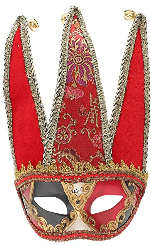 Amosfun Masque VéNitien Homme Masque Carnaval Demi Rouge Accessoire Mascarade Pour FêTe Carnaval Halloween Costume