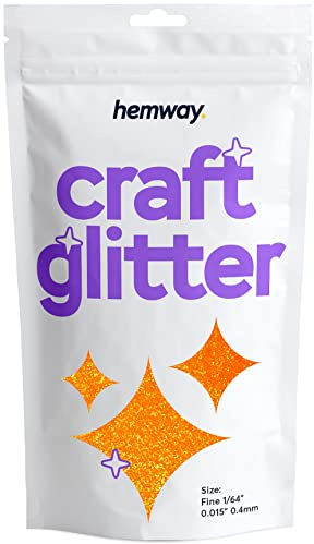 Hemway Paillettes fluorescentes UV fines de 0,4 mm pour loisirs créatifs, gobelets, écoles, décorations sur verre et papier, projets de bricolage - Orange, 100 g