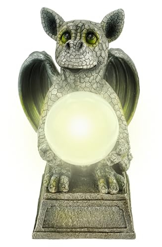 Kremers Schatzkiste Drachenkind mit Solarkugel 30cm Drache Handbemalte Gartenfigur