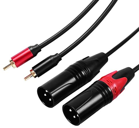 belipro Câble double XLR mâle vers RCA 1,5 m, câble de microphone robuste 2 XLR mâles vers 2 RCA mâles HiFi stéréo