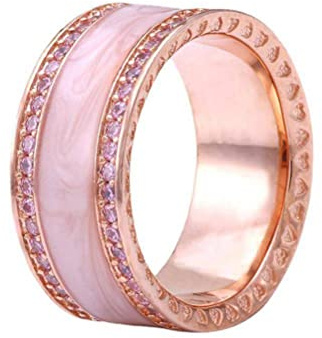 TYERY Schmuck Ringe Nischendesign Tropfgummi Einfacher Damenring aus Roségold und RosaRoségold,