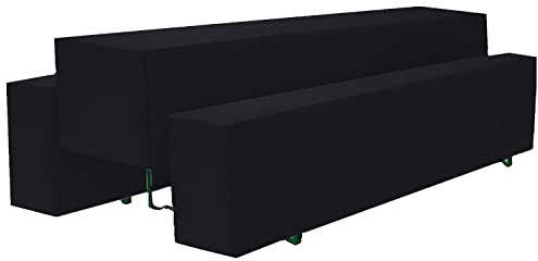 Brandsseller Hussen Set 3-teilig für Bierzeltgarnituren 1 x Tisch ca. 220 x 50 cm - 2 x Bank ca. 220 x 25 cm (1x 220x50cm - 2X 220x25 cm, Schwarz)