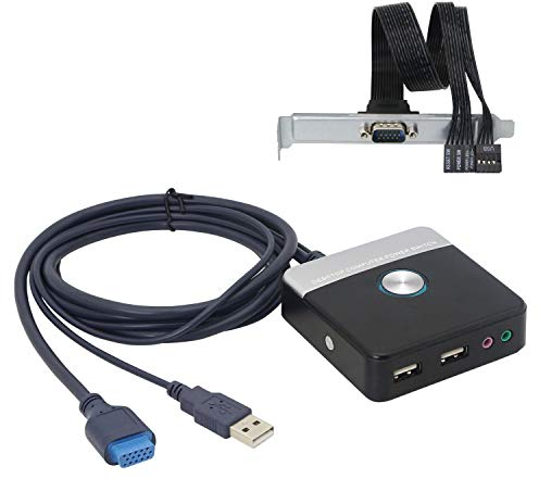 GELRHONR Externer PC-Netzschalter, Desktop-PC-Netzschalter, Desktop-Computergehäuse-Reset-Schalter mit Dual-USB-Anschluss und Audio-Ports für Zuhause, Büro, Internetcafes, 120 cm