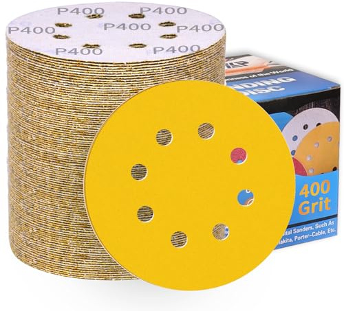 100 Stück Schleifpapier 125mm Klett 400 Körnung Schleifscheiben für Exzenterschleifer 8 Loch Schleifblätter Profi Für Holz Metall Entrosten und Farbe