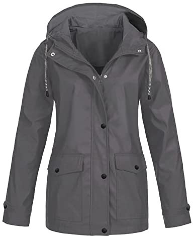 QHDDP Jacken FüR Damen Jacke FüR Abendkleid Wanderjacke Winterjacken Damen Reitweste Cosplay KostüMe Leichter Steppmantel Damen üBergang Jagdweste Damen Damen Parka Brandungsparka(Grau-E,XXL)