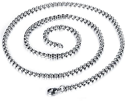 Edelstahl Venezianierkette 85 cm, Herren Ketten Silber Metallketten Punk Breit 2.5MM Hip Hop Halskette Edelstahl Ohne Anhänger