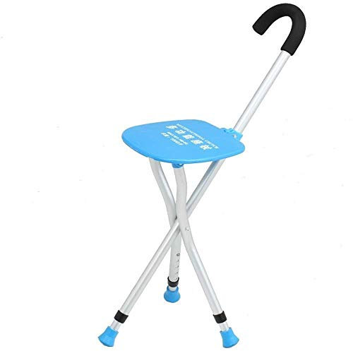 Bastone da passeggio, sedile pieghevole in canna per anziani, treppiede, stampella in lega di alluminio spessa con illuminazione a LED integrata, stampella regolabile bastone da passeggio a 3 gambe