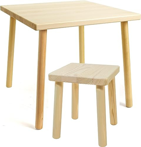 Holzfee Kinder Tisch Stuhl/Hocker Holz Massive Qualität Buche naturbelassen