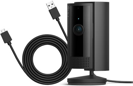 Ring Videocamera interna (Indoor Cam 2a gen.) + Cavo di alimentazione USB-A verso Micro-USB da 3 metri | Telecamera per animali domestici, audio bidirezionale | Ring Home: 30 gg. prova gratuita