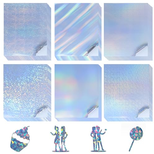 60 Blatt, A4 Holografische Silberkarte 250 gsm, 21 x 29,7 cm, Doppelseitige Glitzerpapier, Glänzend Bastelpapier, Kartonpapier Basteln zum DIY Basteln Scrapbooking Einladungskarten