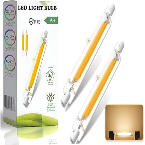 FDHVCB R7S LED 118MM Dimmbar, 20W R7S LED Lampen Warmweiß 3000K 2000LM, LED R7S Glühbirne Ersatz für 200W Halogenlampen, LED Stab 360° Strahlbeleuchtung, Ohne Flackern, 220-240V, 2Pcs