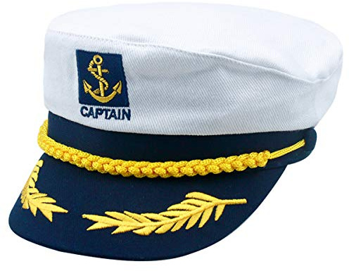 Cappello da Capitano Regolabile per Bambini - Cappello da Festa con Berretto da Marinaio Bianco per Cosplay e Viaggio in Mare