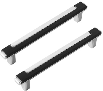 Lot de 6 poignées d'armoire de cuisine noires et argentées combinées pour commode, salle de bain, chambre à coucher, quincaillerie de 96 mm