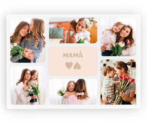 Transparent Gift Placa Personalizada con Seis Fotos. Regalos Día de la Madre. Regalos Originales para Mujer. Regalos para Madres. Regalos de Cumpleaños para Mujer. Placa de Metacrilato Transparente