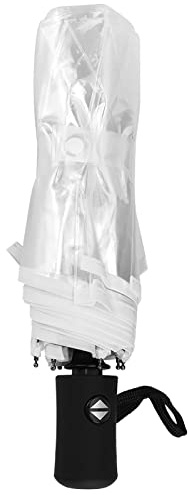 Klare Regenschirme Regen, Kompakter Regenschirm, Outdoor-Regenschirme, Tragbar, Transparent, Automatisch, 3-fach Faltbar, Regenschirm den Außenbereich