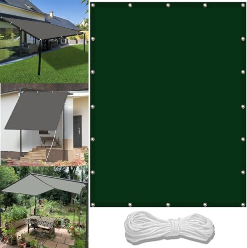 Sonnensegel Wasserdicht 2.7 x 4.5 m Wasserdicht Balkon Sichtschutz Reißfest UV-Schutz nach Mass Polyestergewebe Mit Seil Sonnensegel Sonnenschutz für Garten Terrasse, Dunkelgrün