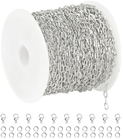 UMAOKANG 32.8 Feet Stainless Steel Jewelry Making Chains Embossed Cable Link Chain Necklace Bracelet DIY for Women Jewelry Chains Bulk
