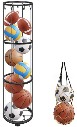 3 Layer Ball Storage Rack Vertical Wall Mount, Garage Basketball Holder