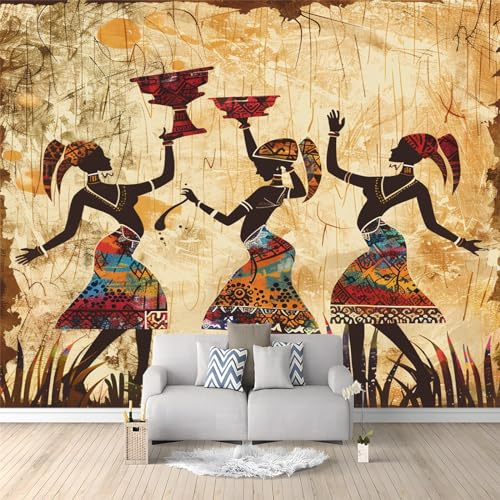 Fototapete 200 x 140 cm Afrika Moderne Wandtapete für Schlafzimmer und Wohnzimmer - Vlies Tapeten mit UV-Beständigkeit und Geruchsfreiheit - Wandbild mit Retro indische schwarze Schönheit