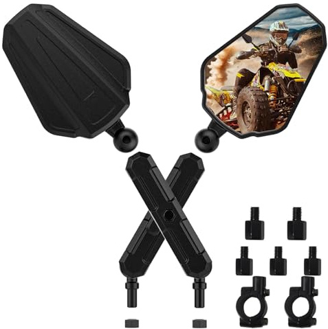 Miroirs de moto 1 paire Miroirs de moto, 360 ° Double Take Mirrors, Motorcycle arrière Miroir avec un support de guidon 7/8 et des vis de 8 mm de 10 mm pour les véhicules électriques, les voitures de