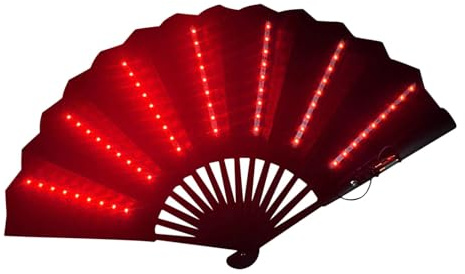Shurzzesj Faltbarer Ventilator mit LED-Licht, Festival-Faltventilator für , tragbarer Reise-Handventilator, -Zubehör für Karneval, Bühne, Bar, Fotografie