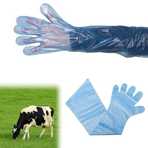 Comioke Gant vétérinaires à manches longues, gants jetables extensibles, 30 pièces, pour insémination du bétail, film plastique souple, manchette extra longue 90 cm