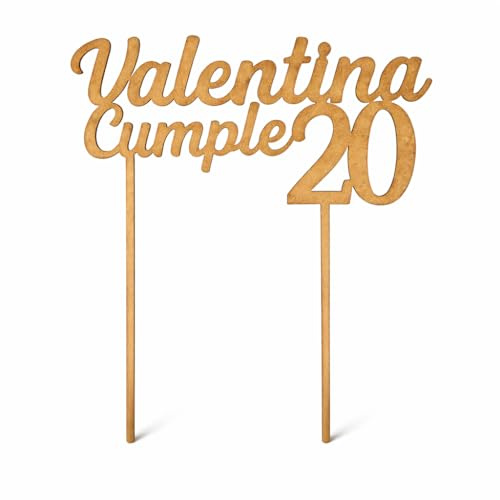 Topper de Tarta Personalizado en Madera com nombre y Edad para Tartas de Cumpleaños Eventos Decoración de Fiestas Bodas y Bautizos Cupcake Comunions- Varios Colores Disponibles