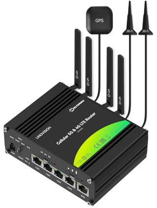 LINOVISION Industrial Teltonika 5G Cellular Router RUTM50 with Dual Band WiFi, Dual SIM Cards, Built-in GPS and GNSS, Industrial 5G Modem for North America