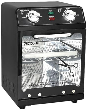 Stérilisateur 600W, 8L Désinfection par Stérilisateur à Air Chaud, Haute Température Max 220 °C, Multifonctionnel Sterilisateur pour Outils à Ongles, Outils Cosmétiques, Outils De Coiffure (Noir)