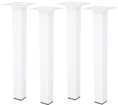 MS Beschläge Möbelfuss Weiss Eckig 25x25mm Möbelbein Tischbein Einzeln oder 4er Set Möbelstempel Couchfuss Möbelstütze (4, 350mm)