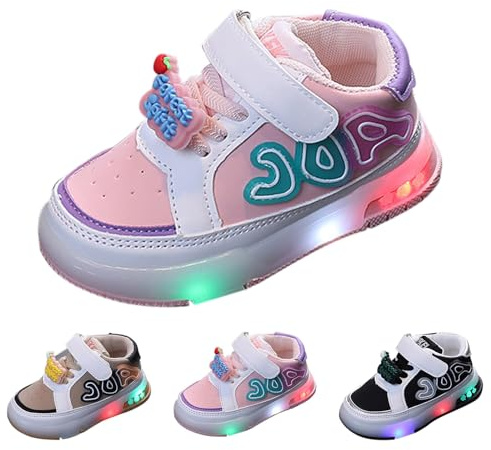 Zapatos con Luces Niño Deportivas Transpirables Zapatillas de Correr Cómodos Casual con Rasgos Y Luces Zapatos Luces LED Malla Luminosas Zapatos para Niños Tenis Iluminados Zapatillas de Deporte