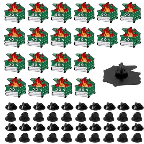20stk Positive Emaille-Anstecker für Kollegen, Schwarzer Emaille-Anstecker Inspirierender Dumpster Fire Anstecker It's Fine I'm Fine Everything Is Fine Anstecker Dumpster FireSchmuck