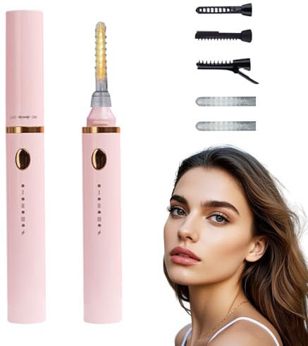 Beheizte Wimpernzange, Elektrische Wimpernzange Anpassbare Temperatur, Wimpern Curler Elektrisch mit 3 Temperaturmodi USB, Wimpernzange mit Ersatzbürstenköpfe Damen Make-up Werkzeuge (Rosa)