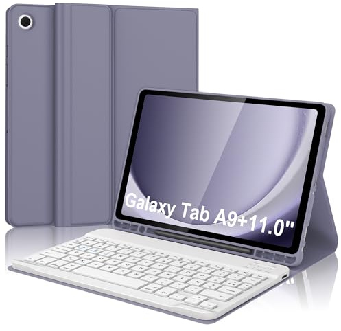Étui Clavier pour Samsung Galaxy Tab A9+ 11 2023, (SM-X210/X216/X218) | Housse Clavier pour Samsung Tab A9 Plus 11 Magnétique Bluetooth Détachable AZERTY Français , Violet