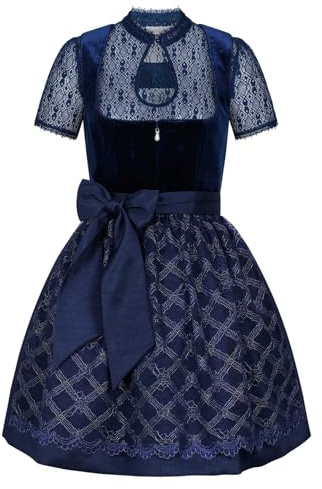 Steigenhöfer Manufaktur Dirndl Damen im Set - Oktoberfest Outfit - Set enthält Kleid Bluse und Schürze - Midi Dirndl mit 60cm Rocklänge - Feine Samtoptik und Perlenapplikation - Franziska
