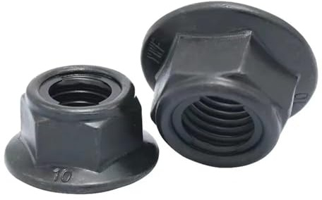GB6187 Schwarze Stahlmetall-Kontermutter mit Flansch M5-M20(M10 (5Pcs))