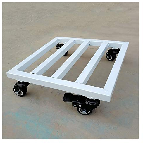 Plateau à plantes carré en fer sur roulettes pour support de plantes robuste, pour jardinière en métal d'intérieur/extérieur, avec chariot de déplacement de pots de fleurs et chariot à palettes roula