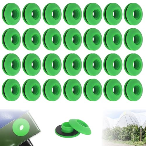 50 Pezzi Occhielli per Telone in Plastica, Occhiello per Telone Autoperforante, Occhielli in Plastica Multiuso per Tende da Piscina Teloni Tende(28 x 28 x 12 mm) (Verde)