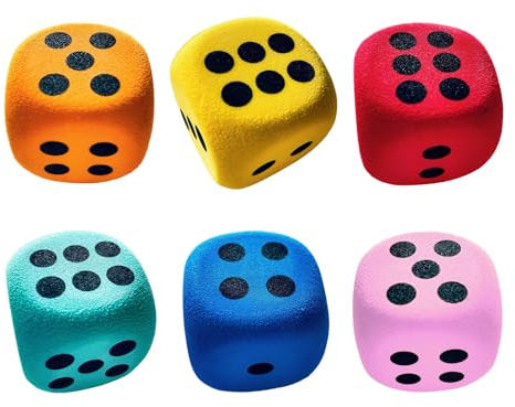 Tiajingzi Riesen Schaumstoffwürfel - 6er Set Würfel 4 cm mit Abgerundeten Kanten,Lernspielzeug Ab 3+ Für Klassenzimmer Unterricht Zuhause Kinder Reise Bauprojekte Gesellschaftsspiele
