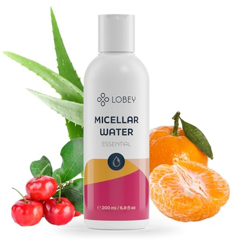LOBEY Eau micellaire - Nettoyage doux du visage à l'aloe vera et aux extraits de fruits - Élimine le maquillage et la protection solaire - Pour peaux sensibles - Naturel et hydratant (200 ml)