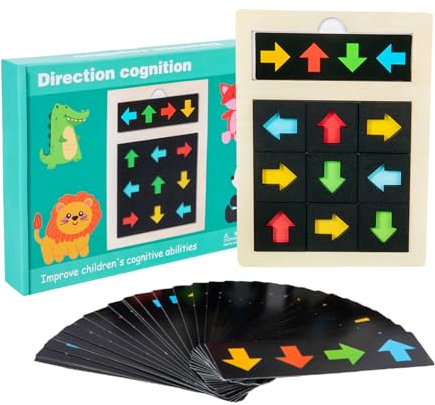 Block Puzzle - Puzzle de madera para reconocimiento de direcciones y promoción como juguete educativo para niños, juego de mesa de lógica, de formas, juego de pensamiento, juguete