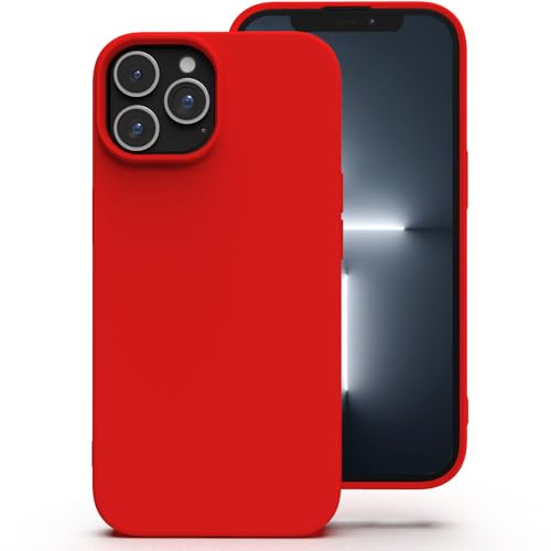 Zuvirelx Silikon Handyhülle für iPhone 13 Pro Max Hülle, Weiches Griff, Dünne, Minimalistisch, Stoßfest, rutschfest, Taschenpassend - Rot