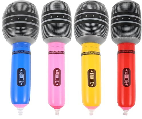 FOYTOKI 4pièces Microphones Gonflables Interactifs pour Fête Accessoire Amusant De Microphone Jouet Lot de Micros PVC Légers