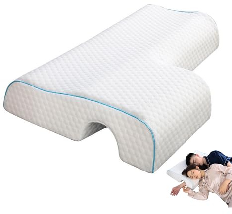 MAGIC SELECT Almohada para Parejas con Espuma Viscoelástica. Cojín Ergonómico con Hueco Izquierdo para Dormir de Lado. Funda Lavable de Poliéster. Descanso Individual o Compartido
