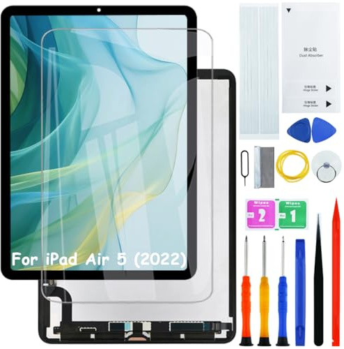 H&LYCYJ Display Schermo per iPad Air 5 2022 nero A2588 A2589 A2591 | Trarre set di strumenti, IPS LCD, HD Display, sostituire lo schermo