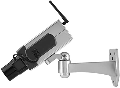 Bonbela Telecamera Finta con Proiettile, Telecamera di Sorveglianza Finta, Rotazione Automatica con Sensore di Movimento per Sicurezza Interna Ed Esterna, Wireless, Facile