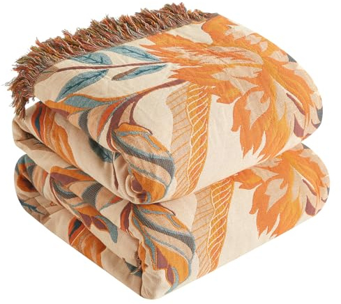 Bailix Premium Bohemian throw, 100% Cotton Cuddly Blanket with Fringes, Double-Sided Muslin, Boho Blanket, 150 x 200 cm, Cuddly Sofa Blanket and Bed Throw, Patchwork, Blanket for Room